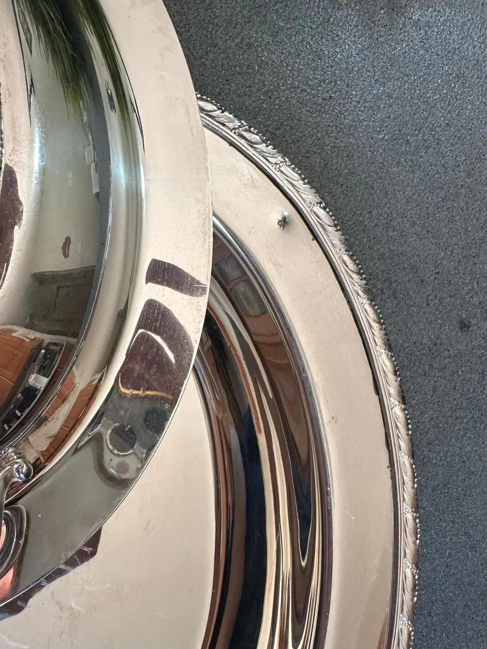 Polished Silver Oval Serving Platter with Rope-Edge and Side Handles